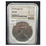 2018 SILVER EAGLE NGC: MS69