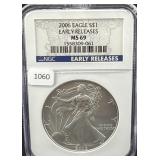 2006 SILVER EAGLE EARLY RELEASES NGC: MS69