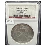2006 SILVER EAGLE FIRST STRIKES NGC: MS69