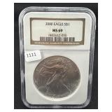2000 SILVER EAGLE NGC: MS69