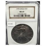 1995 SILVER EAGLE NGC: MS69