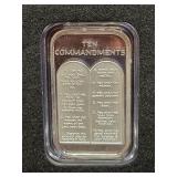 10 COMMANDMENTS 1 OZ SILVER INGOT W/ BOX
