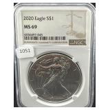 2020 SILVER EAGLE NGC: MS69