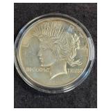 1 OZ SILVER ROUND - RESEMBLES PEACE SILVER DOLLAR