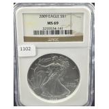 2009 SILVER EAGLE NGC: MS69