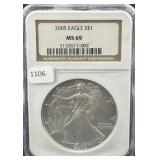 2005 SILVER EAGLE NGC: MS69