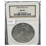 2006 SILVER EAGLE NGC: MS69