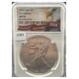 2024 SILVER EAGLE FIRST RELEASES NGC: MS70