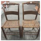 (2) WOVEN SEAT HITCHCOCK STYLE SIDE CHAIRS