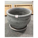 13' CERAMIC PLANTER AND 2 PRIMITIVE