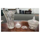 10' GLASS VASE, COVERED CANDY JAR, GLASS