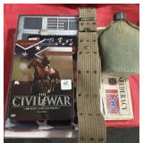 CIVIL WAR DVD'S, AMERICAN FLAG, CANTEEN,