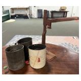 (3) 1950'S FLOUR SIFTERS AND BOTTLE CAPPER