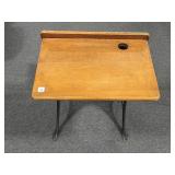 ANTIQUE SCHOOL DESK WITH INK WELL HOLE