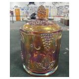 INDIANA GLASS CARNIVAL GLASS COVERED CANNISTER