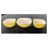 (3) PYREX DISHES: (2) 3 1/2' AND (1) 4 1/4'