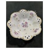 11' PORCELAIN 4 FOOTED BOWL - MARKED: 'R'
