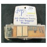 H.O. PLATFORM TRACTOR AND 2 BAGGAGE WAGONS