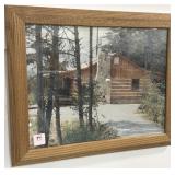 LOG CABIN PHOTOGRAPH - FRAMED - 14' X 17'