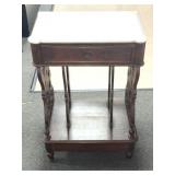 VICTORIAN WALNUT MARBLE TOP SINGLE DRAWER NIGHT
