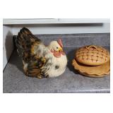 Sitting Hen and Pie Plate