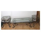 Metal and Glass Coffee Table and End Tables