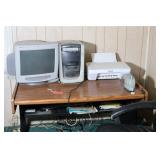 Computer, Desk, Printer and Chair