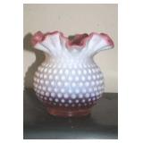 FENTON CRNBERRY OPALESCENT HOBNAIL VASE