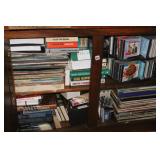 ASSORTED CDS, 33 RPMS,BOOKS, & VHS TAPES