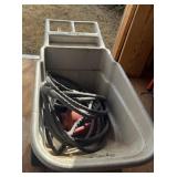 PLASTIC YARD CART W/WATER HOSE & WATERING CAN