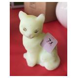 FENTON SATIN GLASS HAND PAINTED CAT