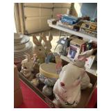 BOX OF RABBIT RELATED ITEMS