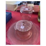 3 PC. PINK DEPRESSION & 1 YELLOW DEPRESSION PLATE