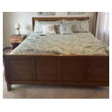 CALIFORNIA KING SLEIGH BED W/MATTRESS & COVERS