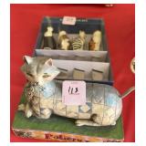JIM SHORE CAT & 4 CAT BUTTER KNIVES