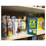 SHELF OF GLADE SCENTED SPRAYS & CLEANING