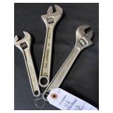 SET OF 3 STEEL WRENCHES - (2) 8" , (1) 6"