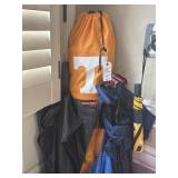 CAMPING CHAIRS, UMBRELLAS, 2 BLANKETS