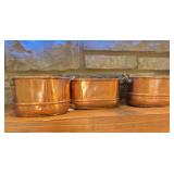 (3) HAND HAMMERED COPPER POTS