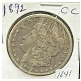1892-CC MORGAN SILVER DOLLAR