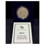 2012-W UNC SILVER EAGLE - BOX AND COA