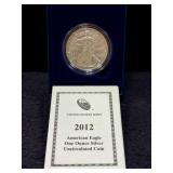 2012-W UNC SILVER EAGLE - BOX AND COA
