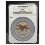 2009P AUSTRALIA 5 OZ SILVER ROUND-'YEAR OF THE OX'