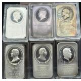 (6) PRESIDENTIAL 1 OZ SILVER INGOTS - ANDREW