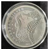 2021 BARBADOS 'CARIBBEAN SILVER SEAHORSE' - 1 OZ