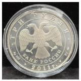 2011 RUSSIAN 3 RUBLE PROOF COIN - PROTECT OUR