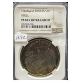 1969FM NI TUNISIA SILVER 1 DINAR - VIRGIL -