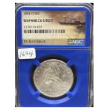 1858-O SEATED LIBERTY HALF DOLLAR - SS REPUBLIC -