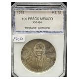 1978 MEXICO 100 PESOS - PCI GRADED: MS65 - 20 GRAM