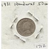 1931 REPUBLIC DE HONDURAS - 20 CENTAVOS COIN -